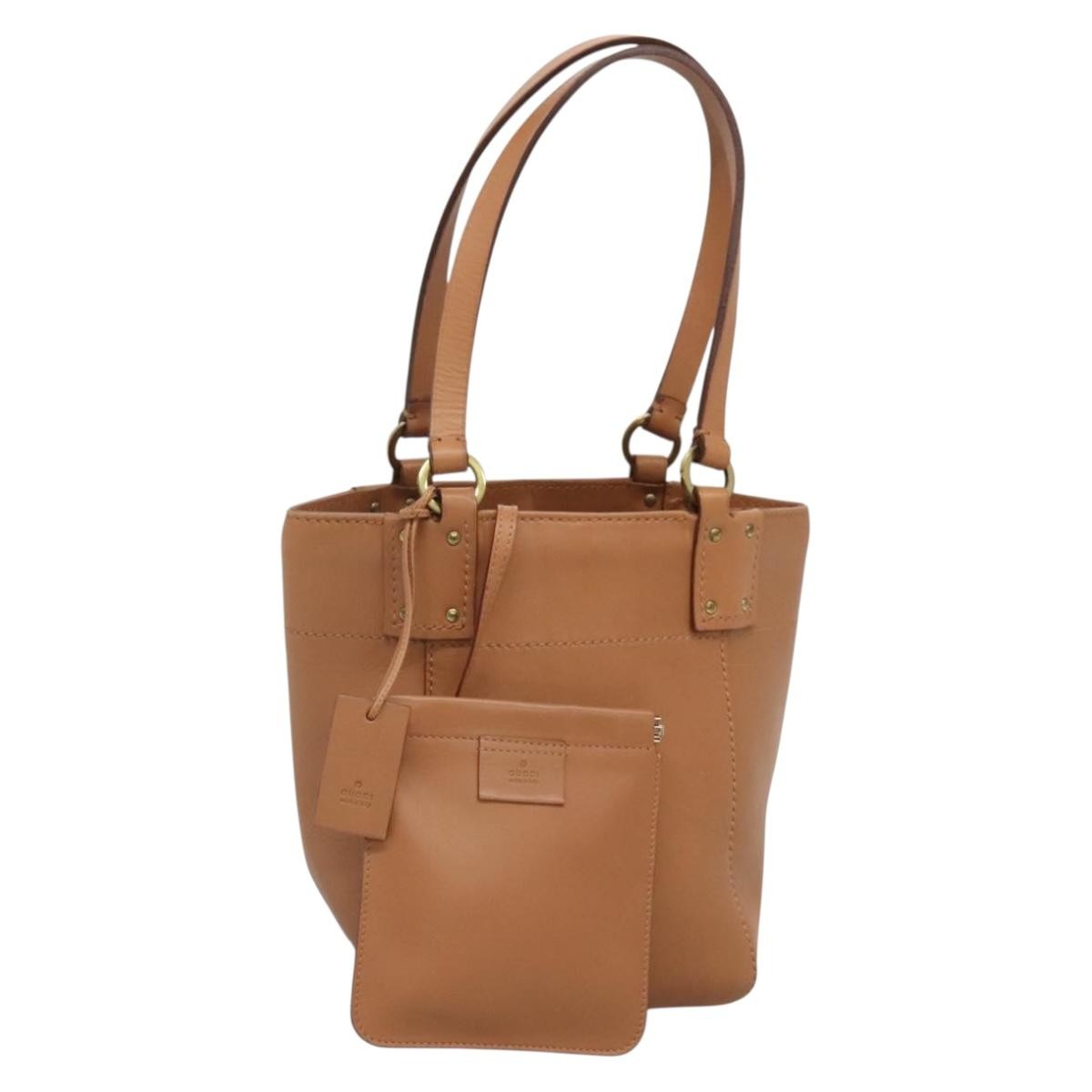 Gucci Vintage Handbag Leather, BEIGE, LEATHER, Handbag