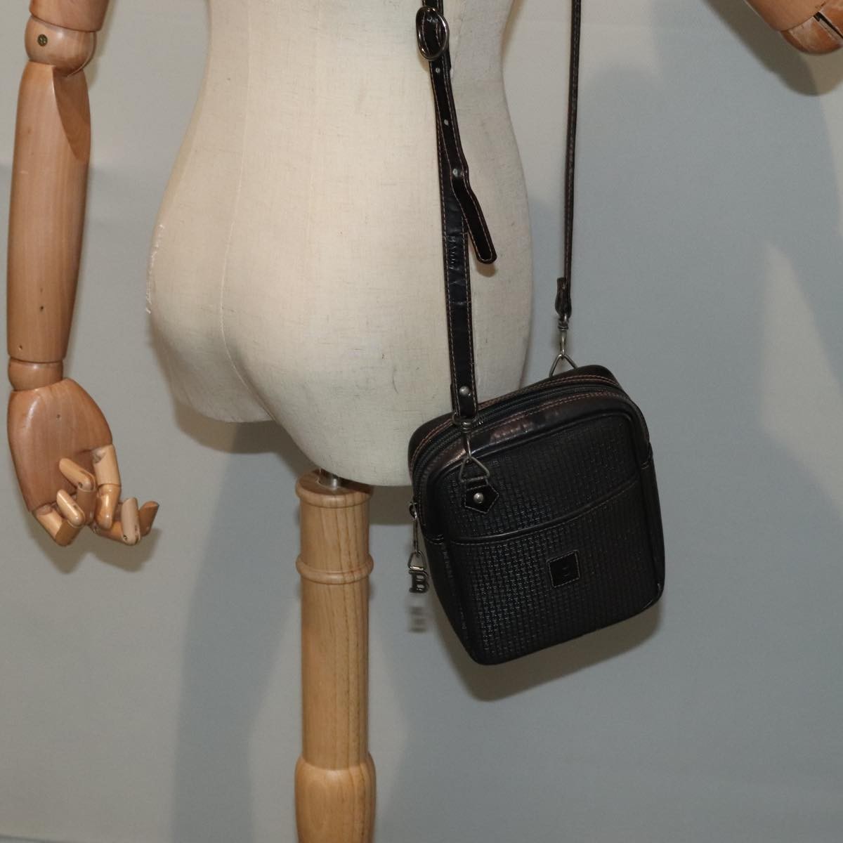 Bally Vintage Shoulder Bag PVC and Leather, Black, PVC, Shoulder Bag