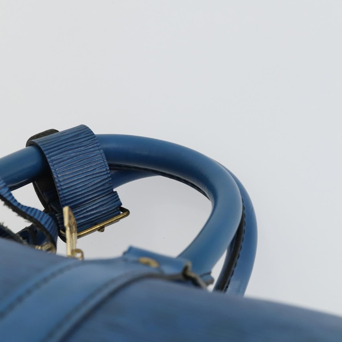 Louis Vuitton Keepall Bag Epi Leather, BLUE, LEATHER, Travel bag