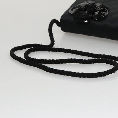 Chanel Camellia Charms Wallet on Chain Silk, BLACK, SATIN, Wallets