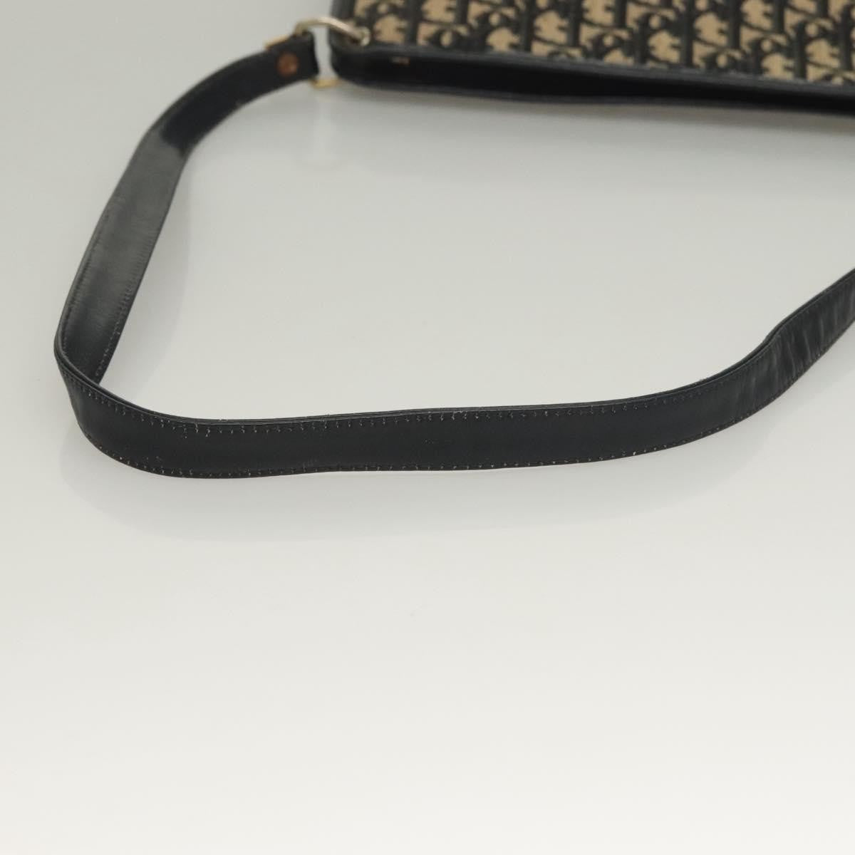 Christian Dior Vintage Trotter Shoulder Bag Canvas, NAVY, CANVAS, Shoulder bag