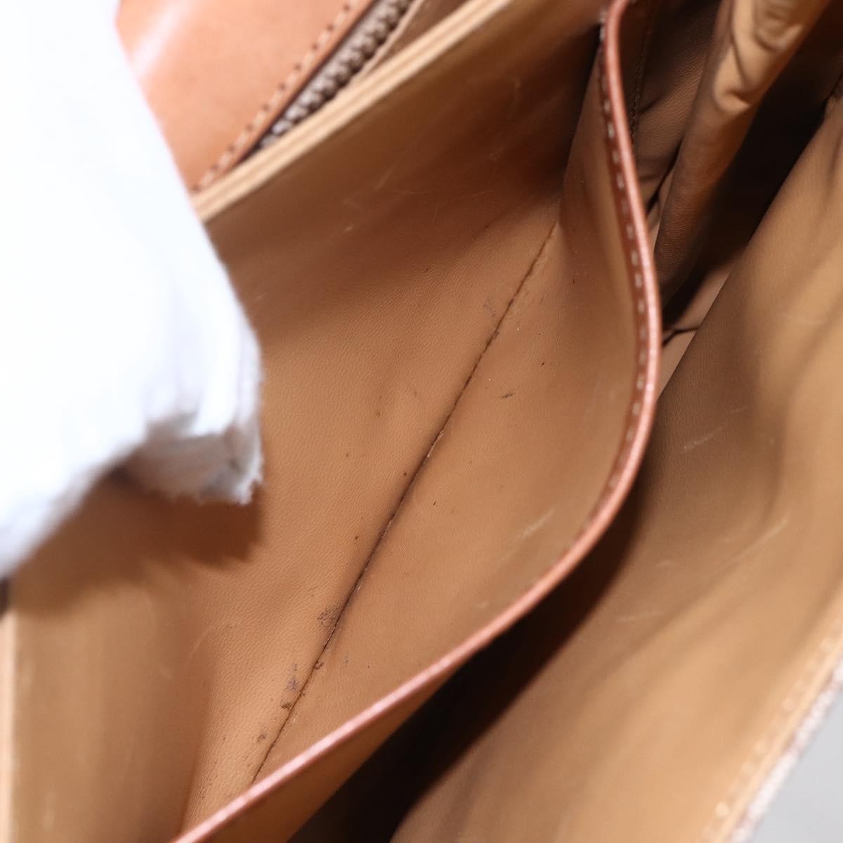 Celine Vintage Macadam Shoulder Bag Canvas and Leather, BEIGE, CANVAS, Shoulder bag