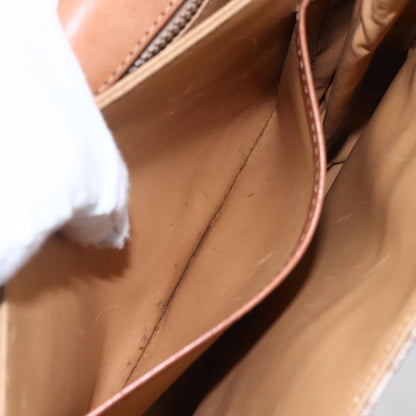 Celine Vintage Macadam Shoulder Bag Canvas and Leather, BEIGE, CANVAS, Shoulder bag