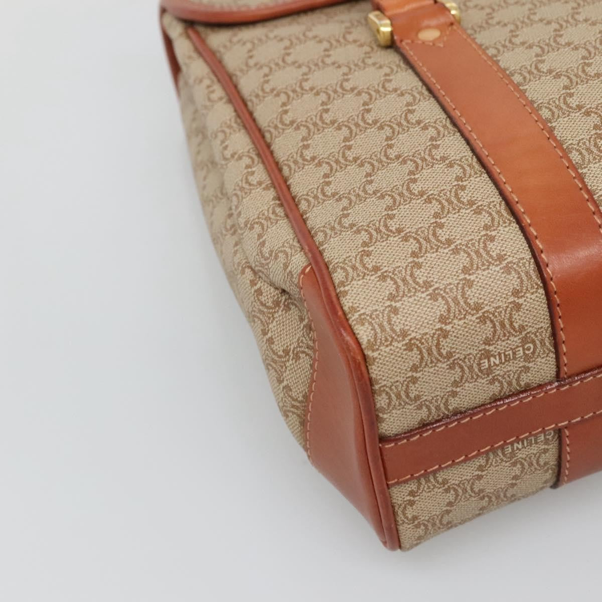 Celine Vintage Macadam Handbag Canvas and Leather, Beige, Canvas, Handbag