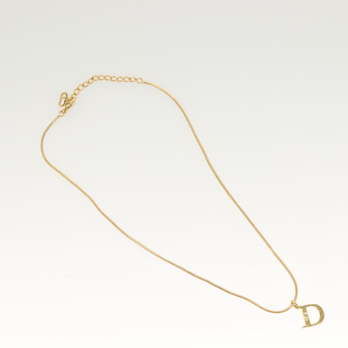Christian Dior D logo Pendant Necklace Metal, GOLD, METAL, Necklace