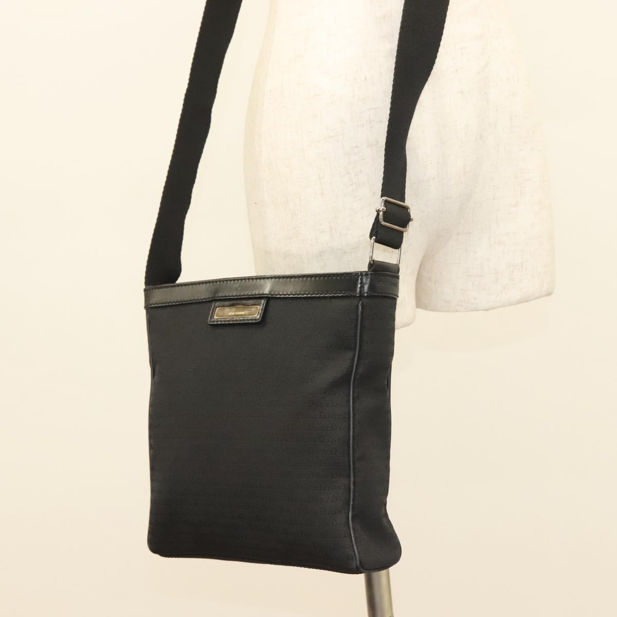Christian Dior Vintage Zip Shoulder Bag Diorissimo Canvas, BLACK, CANVAS, Shoulder bag