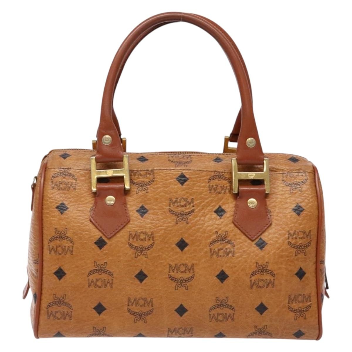MCM Visetos logogramme Handbag Canvas and Leather, BROWN, PVC, Handbag