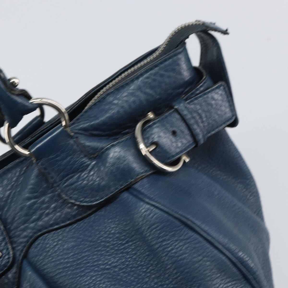 Salvatore Ferragamo Gancini handbag Leather, BLUE, LEATHER, Handbag