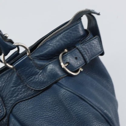 Salvatore Ferragamo Gancini handbag Leather, BLUE, LEATHER, Handbag