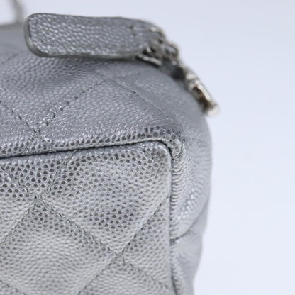Chanel Classic Vanity Case with Chain Quilted Caviar, Silver, Leather, Shoulder Bag