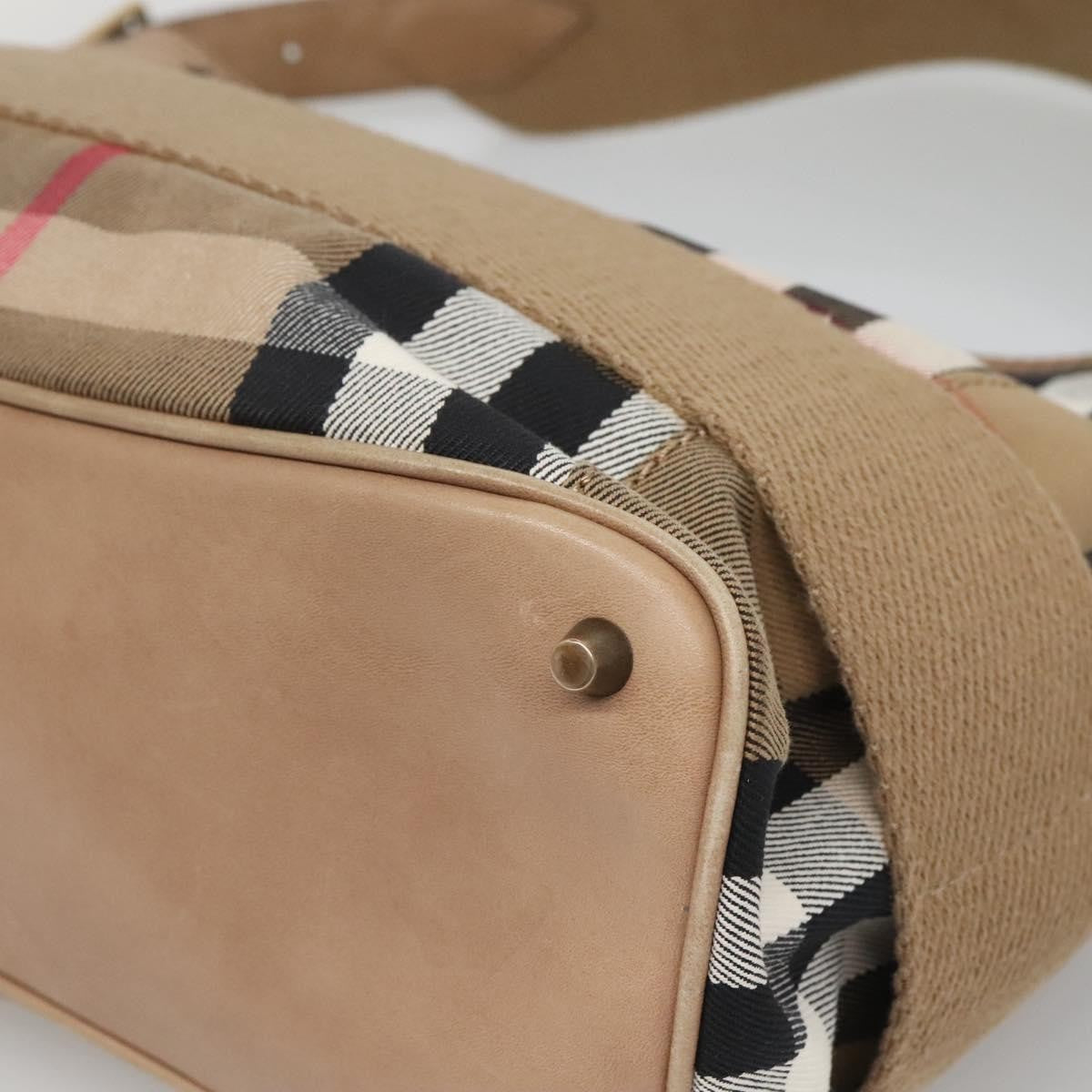 Burberry Parsons Hobo House Check Canvas and Leather, BEIGE, CANVAS, Shoulder bag