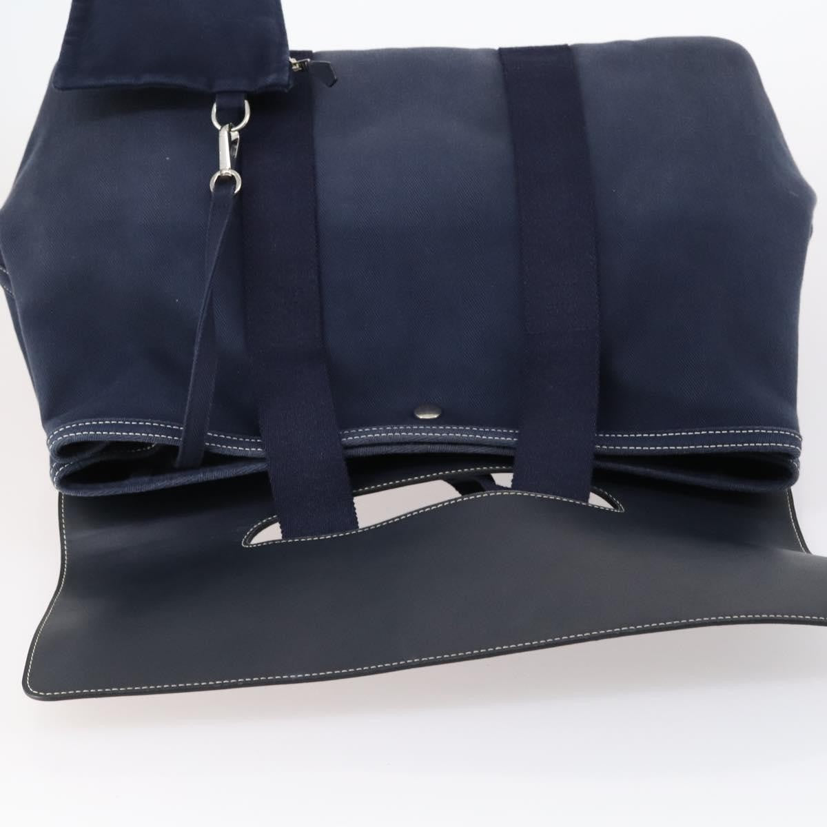 Hermes Valparaiso Bag Toile and Leather, NAVY, CANVAS, Handbag