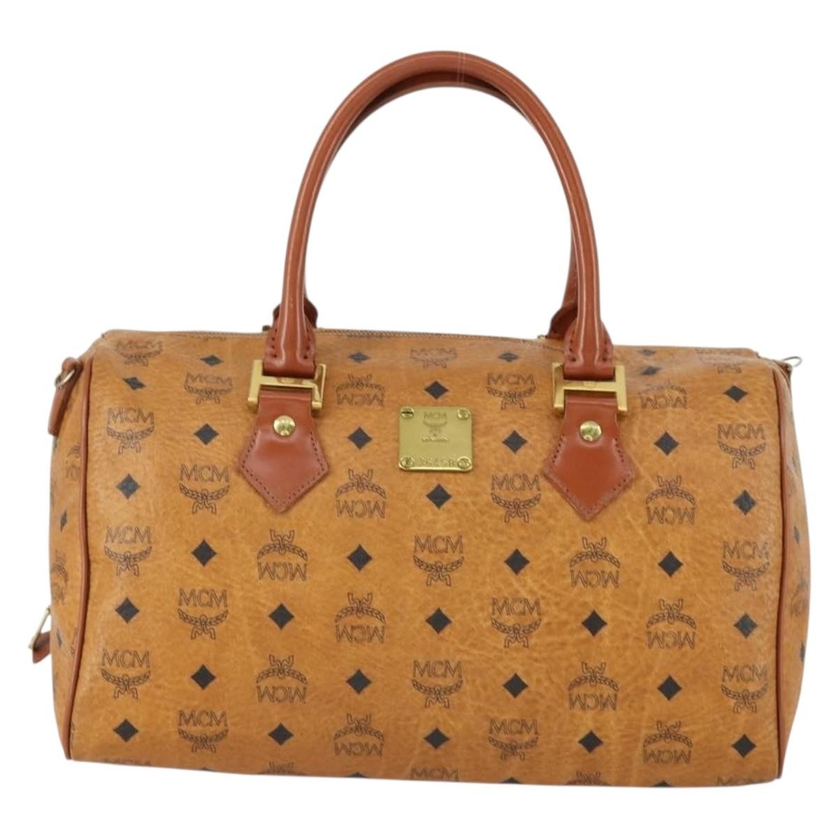 MCM Visetos logogramme Handbag Canvas and Leather, BROWN, CANVAS, Travel bag
