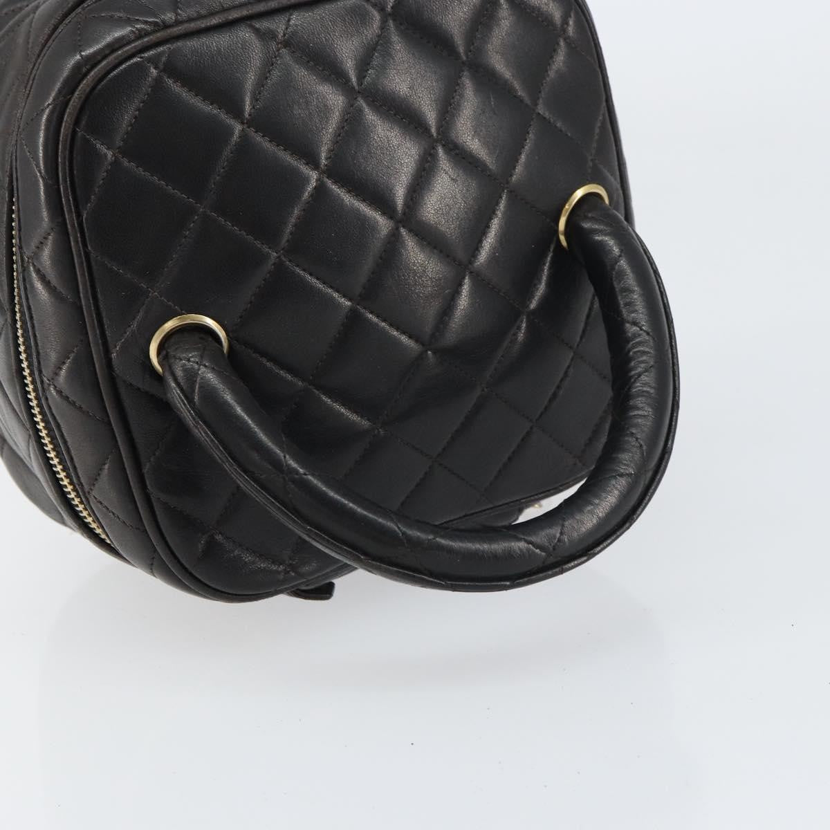 Chanel Vintage Cosmetic Case Quilted Lambskin, BLACK, LEATHER, Handbag