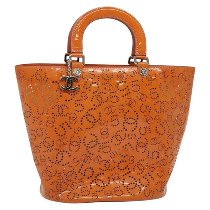 Chanel CC No.5 Shopping Tote Perforated Patent, ORANGE, PATENT_LEATHER, Handbag