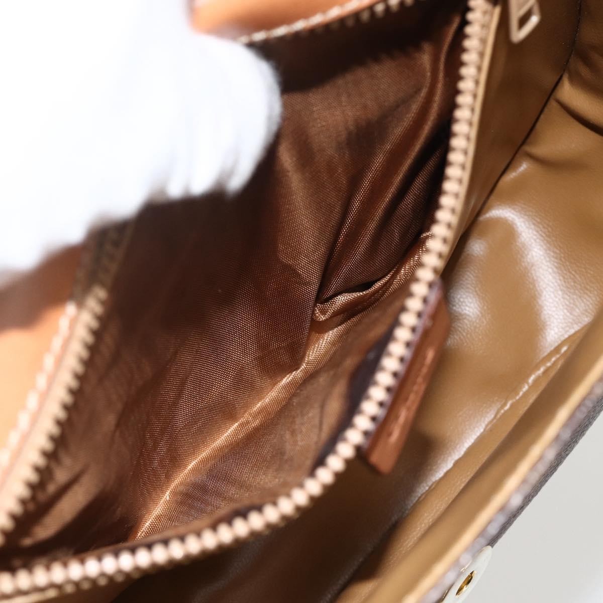 Celine Vintage Macadam Shoulder Bag Canvas and Leather, Brown, PVC, Shoulder Bag