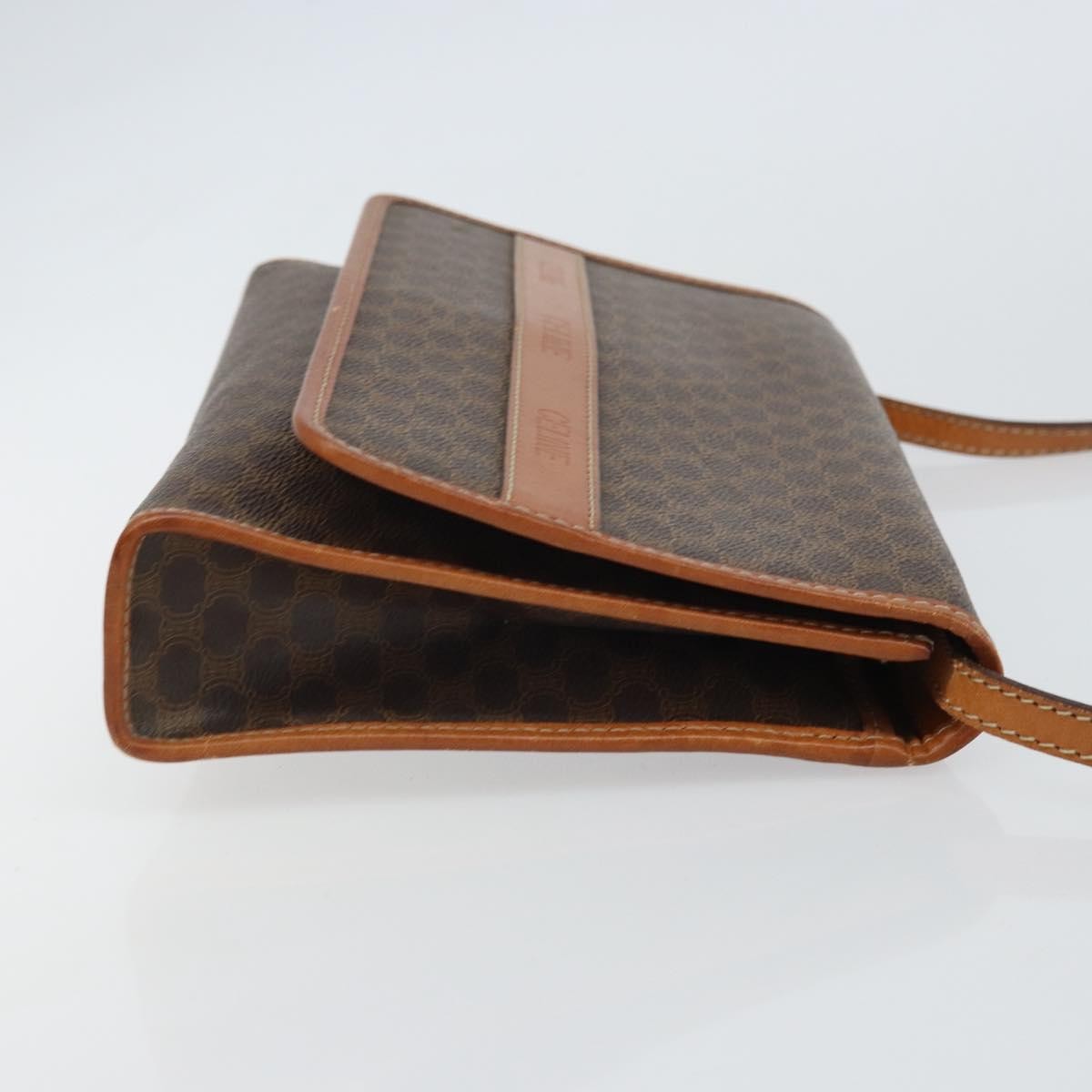 Celine Vintage Macadam Shoulder Bag Canvas and Leather, BROWN, CANVAS, Shoulder bag