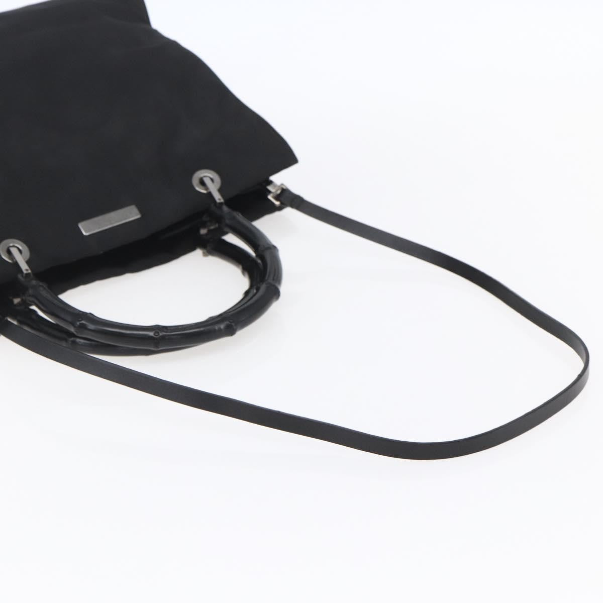 Gucci Vintage Bamboo Handle Tote Nylon, BLACK, NYLON, Handbag
