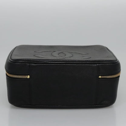 Chanel Vintage Timeless Zip Around Vanity Case Caviar, BLACK, LEATHER, Toiletry Case