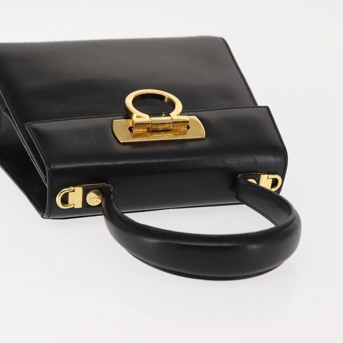 Salvatore Ferragamo Gancini Convertible Top Handle Bag Leather, BLACK, LEATHER, Handbag