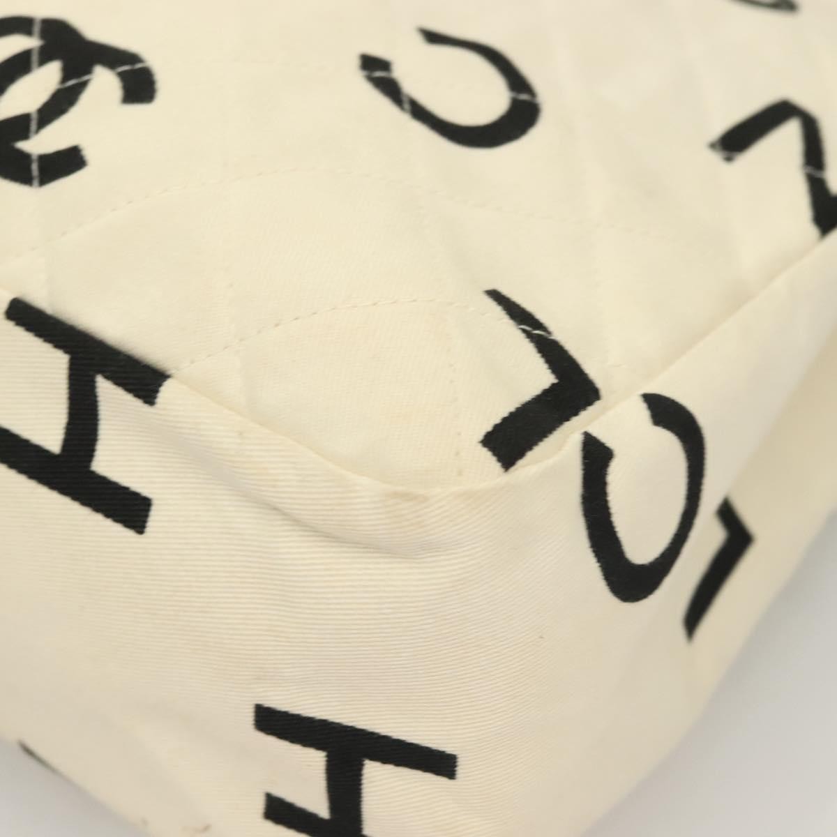Chanel Vintage Coco Logo Zip Tote Quilted Printed Canvas, WHITE, CANVAS, Tote bag