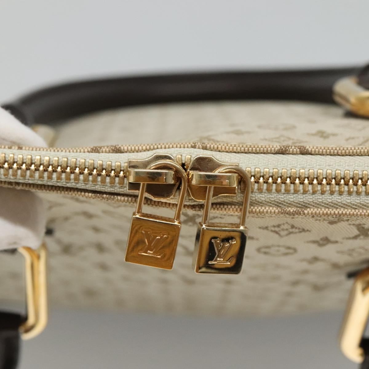 Louis Vuitton Alma Handbag Mini Lin Monogram, Khaki, Canvas, Handbag