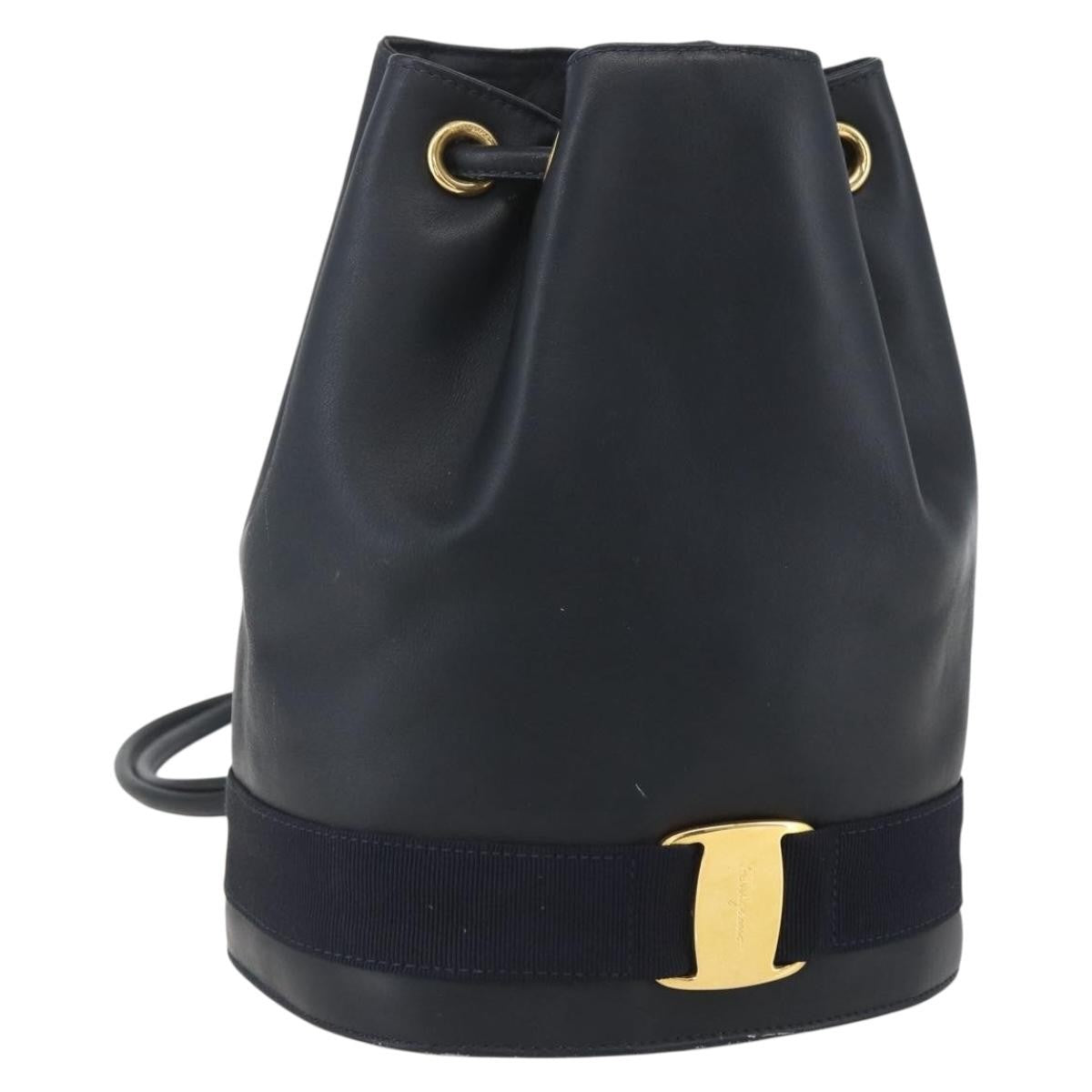 Salvatore Ferragamo Vala Backpack Leather, NAVY, LEATHER, Backpack