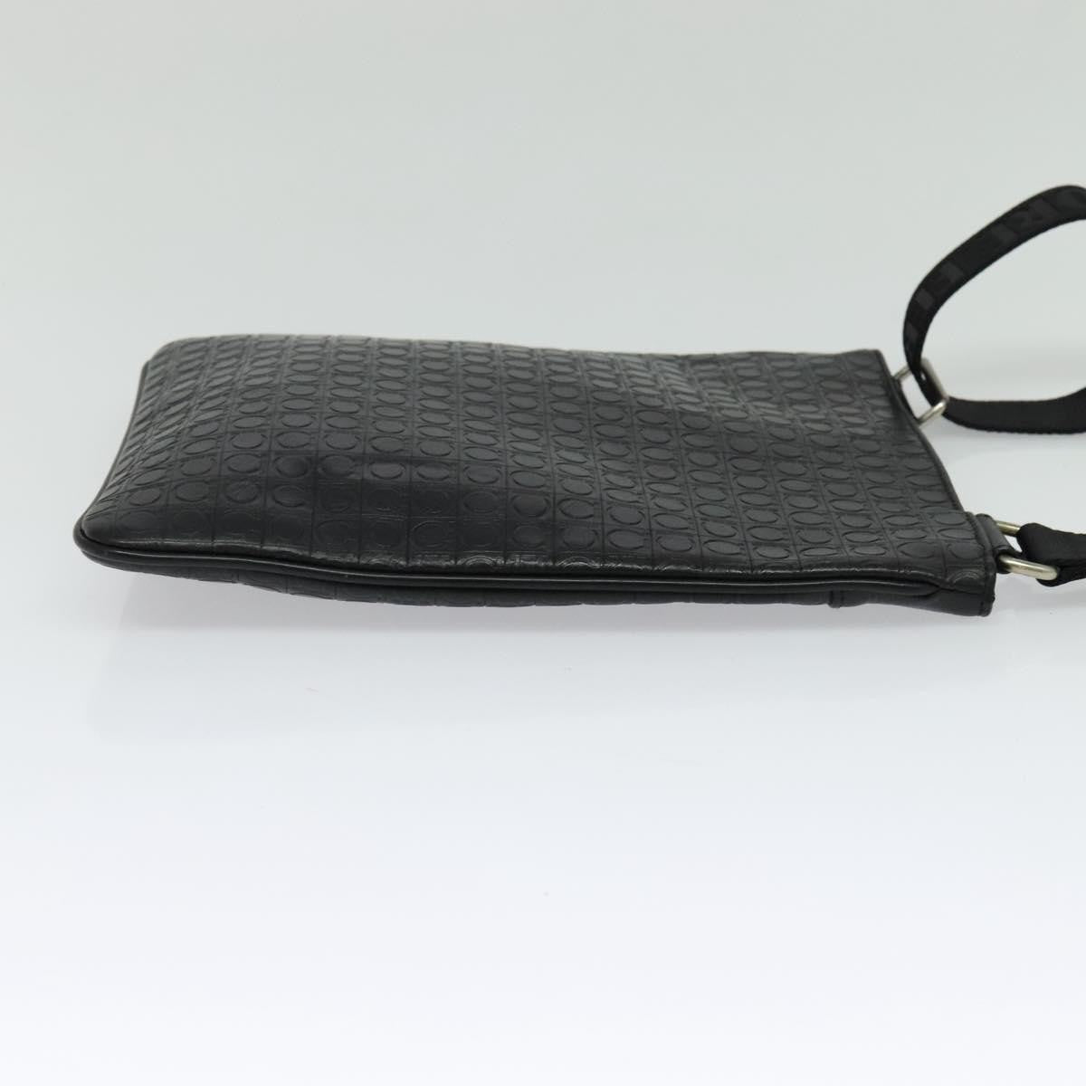 Salvatore Ferragamo Gancini Shoulder Bag Leather, BLACK, LEATHER, Shoulder bag