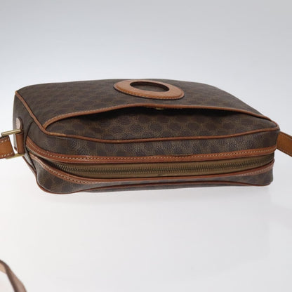 Celine Vintage Macadam Shoulder Bag Canvas and Leather, Brown, Canvas, Shoulder Bag