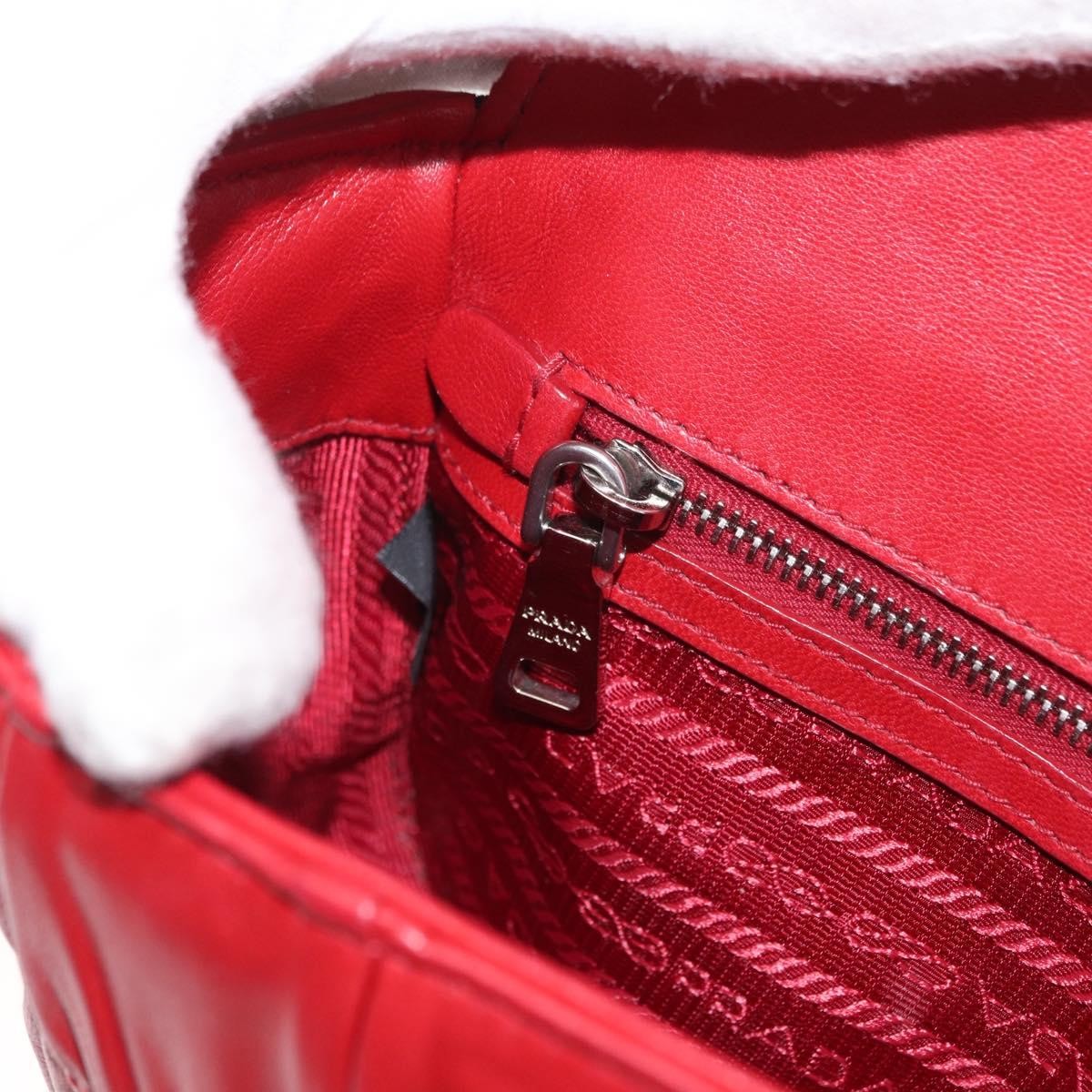 Prada Gaufre Chain Flap Shoulder Bag Nappa Leather, RED, LEATHER, Shoulder bag