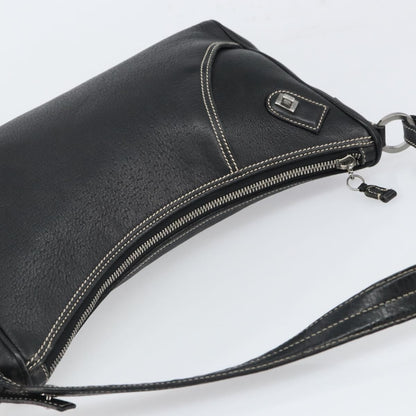 Salvatore Ferragamo Gancini Shoulder Bag Leather, BLACK, LEATHER, Shoulder bag
