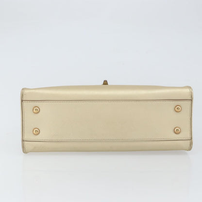 Salvatore Ferragamo Gancini handbag Leather, GOLD, LEATHER, Shoulder bag