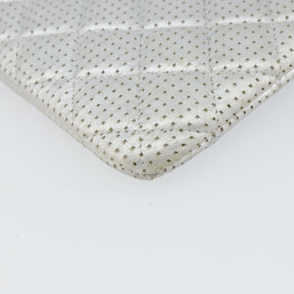 Chanel O Case Clutch Quilted Perforated Lambskin, SILVER, LEATHER, Clutche & pouche