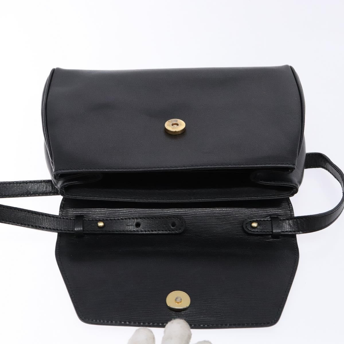 Celine Vintage Circle Logo Crossbody Bag Leather, BLACK, LEATHER, Crossbody bag