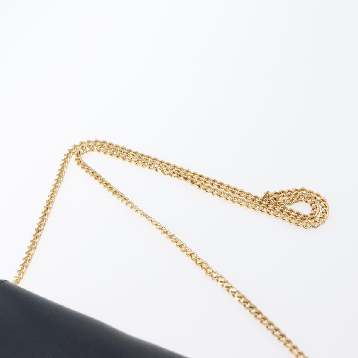 Christian Dior Vintage Chain Flap Shoulder Bag Leather, NAVY, LEATHER, Shoulder bag