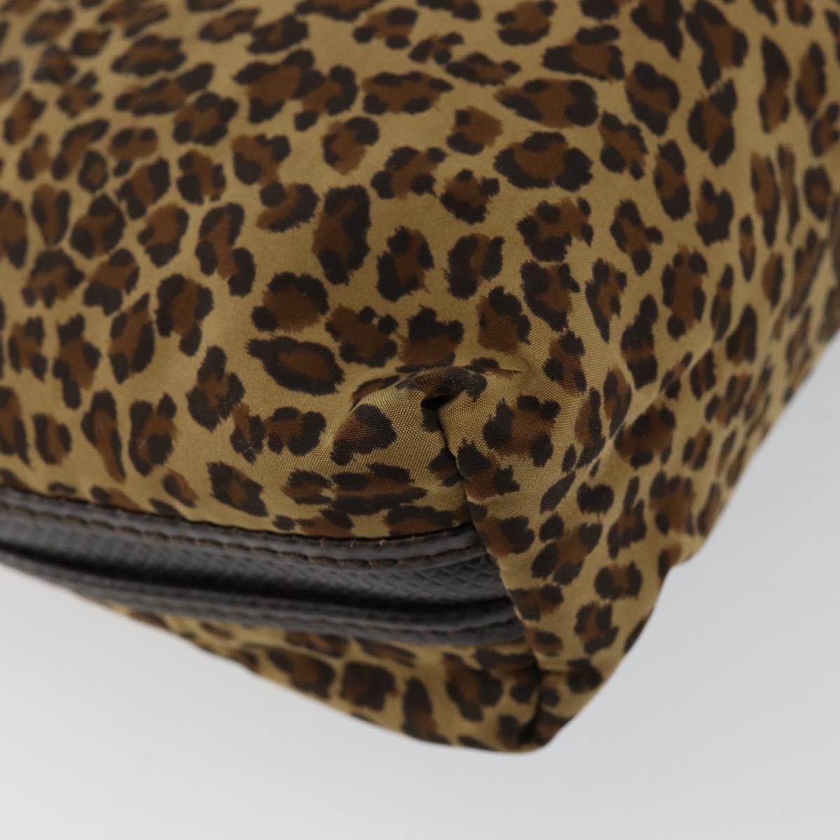 Bottega Veneta Vintage Shoulder Bag Leopard Print, BROWN, NYLON, Shoulder bag