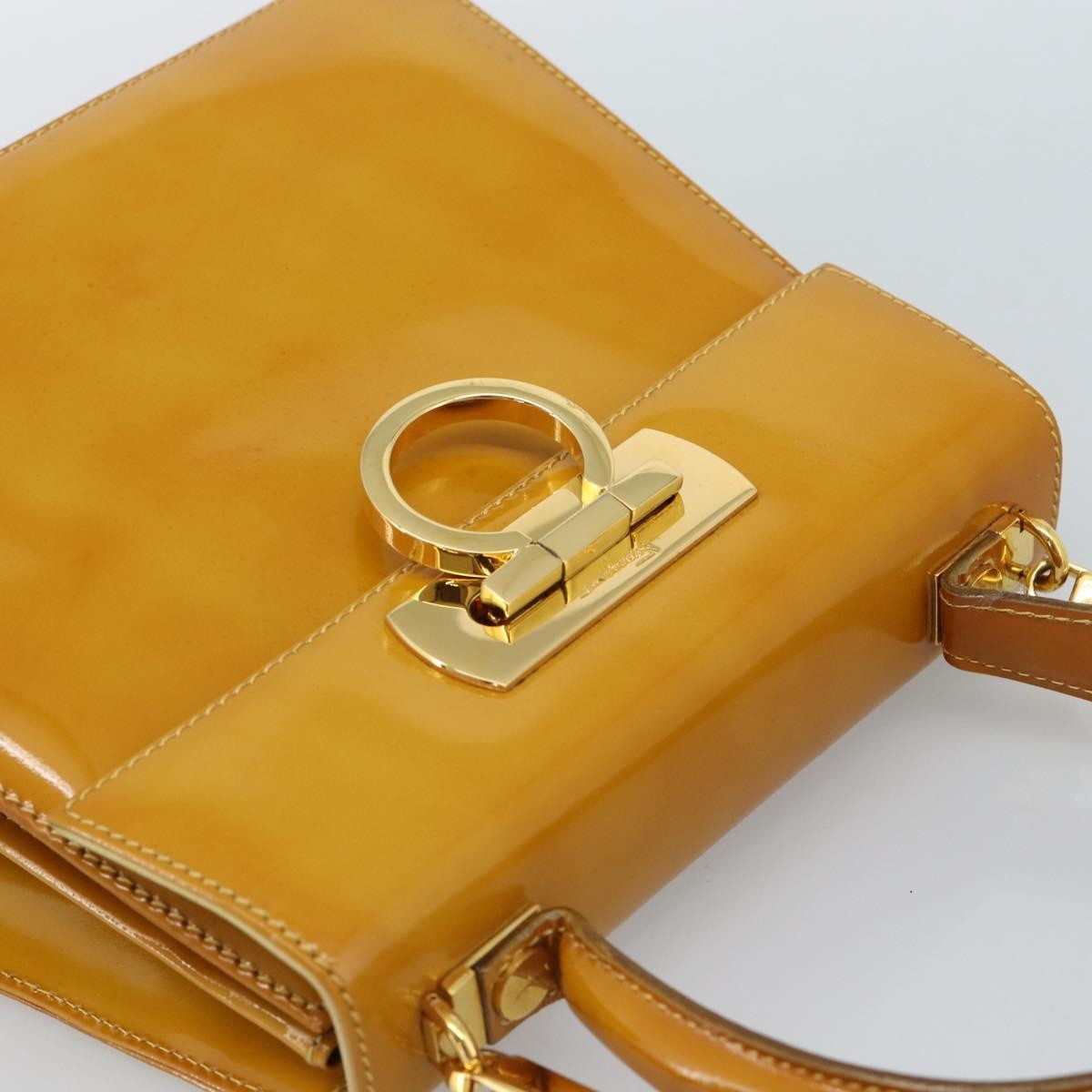 Salvatore Ferragamo Gancini handbag Patent leather, Yellow, Patent Leather, Handbag