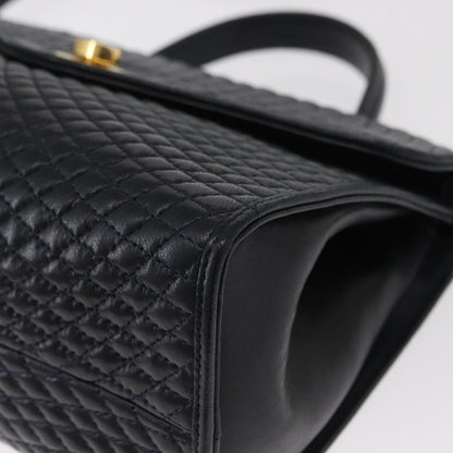 Bally Vintage Handbag Quilted Leather, NAVY, LEATHER, Handbag