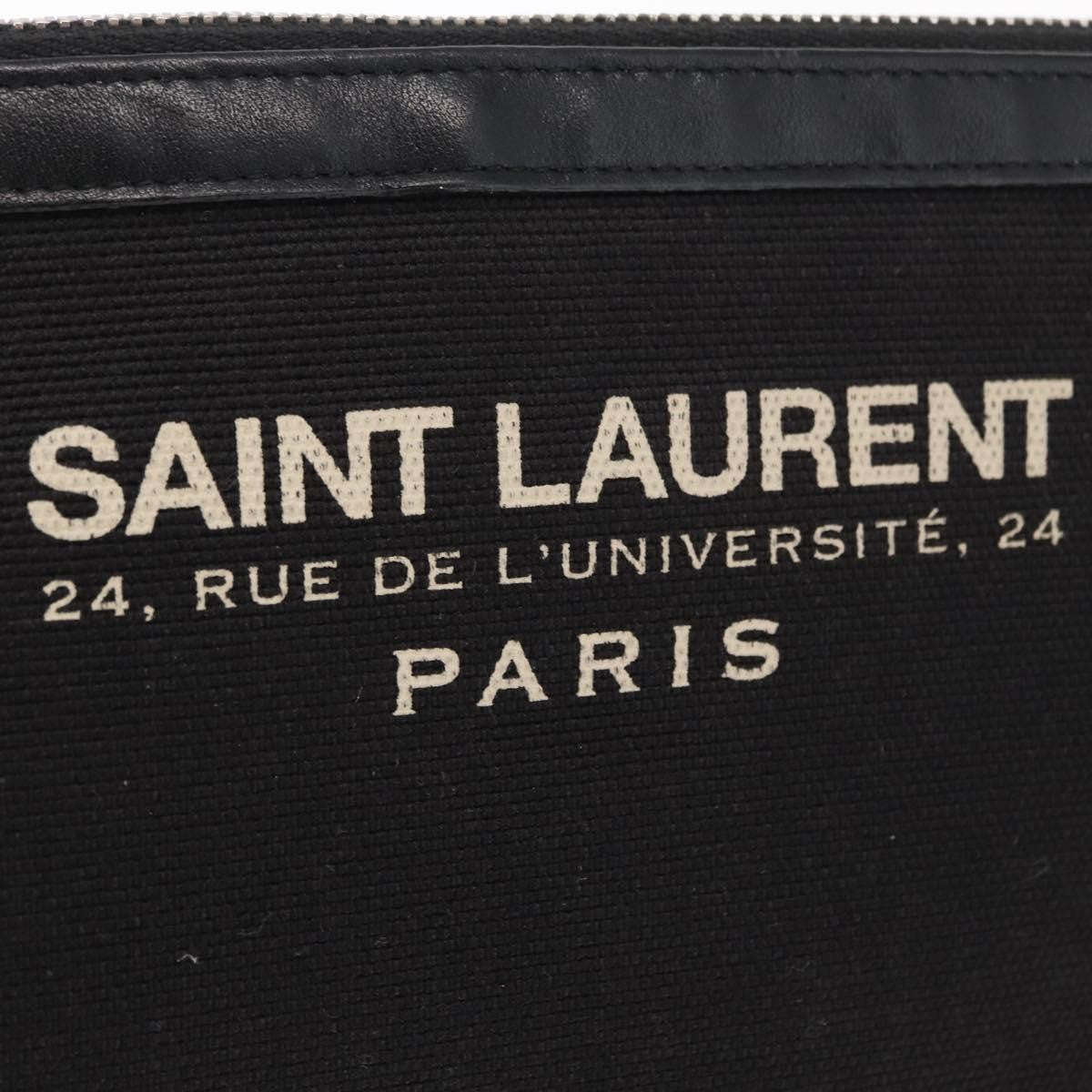 Saint Laurent Beach Zip Pouch Canvas, KHAKI, CANVAS, Clutche & pouche