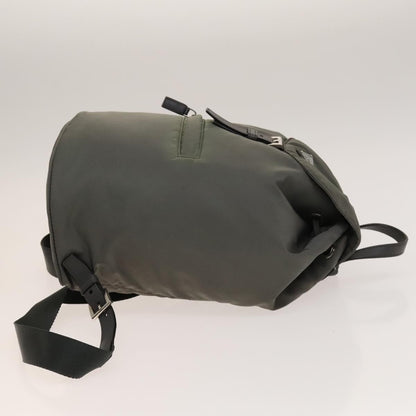 Prada Front Zip Drawstring Backpack Tessuto, GRAY, NYLON, Backpack