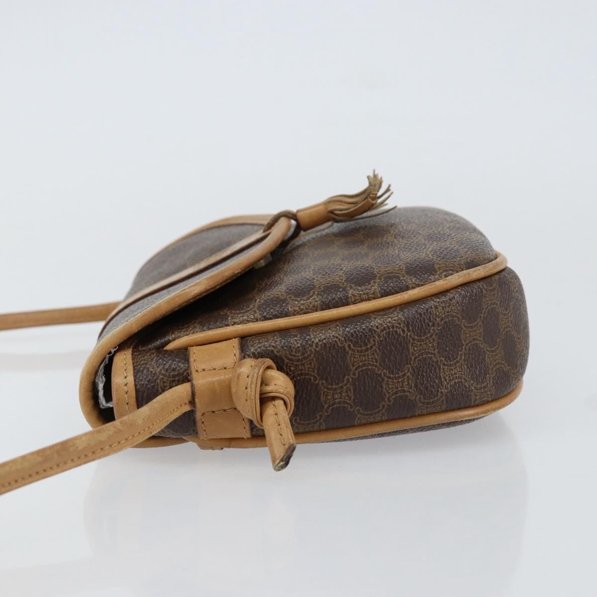 Celine Vintage Macadam Shoulder Bag Canvas and Leather, BROWN, CANVAS, Shoulder bag