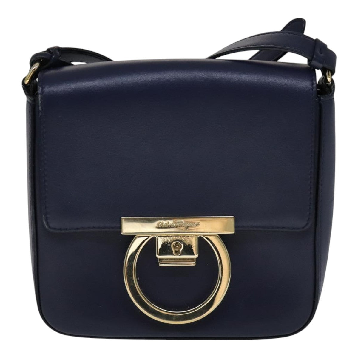 Salvatore Ferragamo Tassel Gancini Lock Flap Shoulder Bag Leather, NAVY, LEATHER, Shoulder bag
