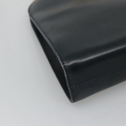 Salvatore Ferragamo Vintage Gancini Chain Shoulder Bag Leather, NAVY, LEATHER, Shoulder bag