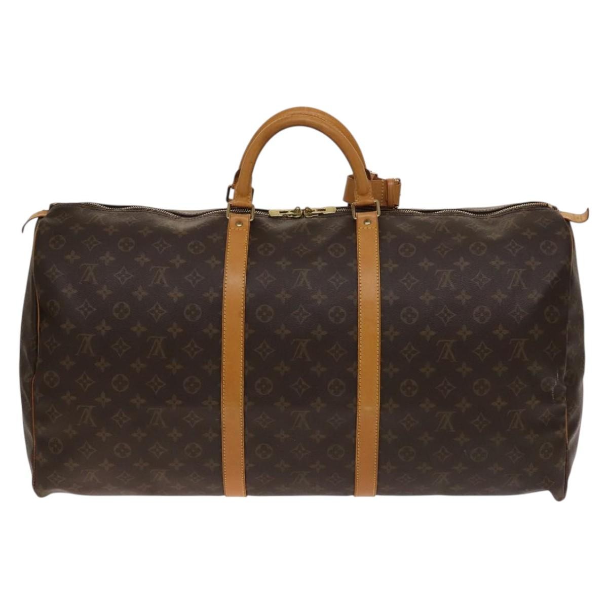 Louis Vuitton Keepall Bag Monogram Canvas, BROWN, CANVAS, Travel bag