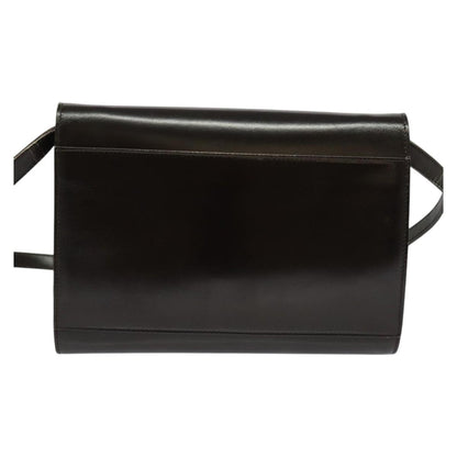 Celine Vintage Circle Logo Crossbody Bag Leather, BLACK, LEATHER, Shoulder bag