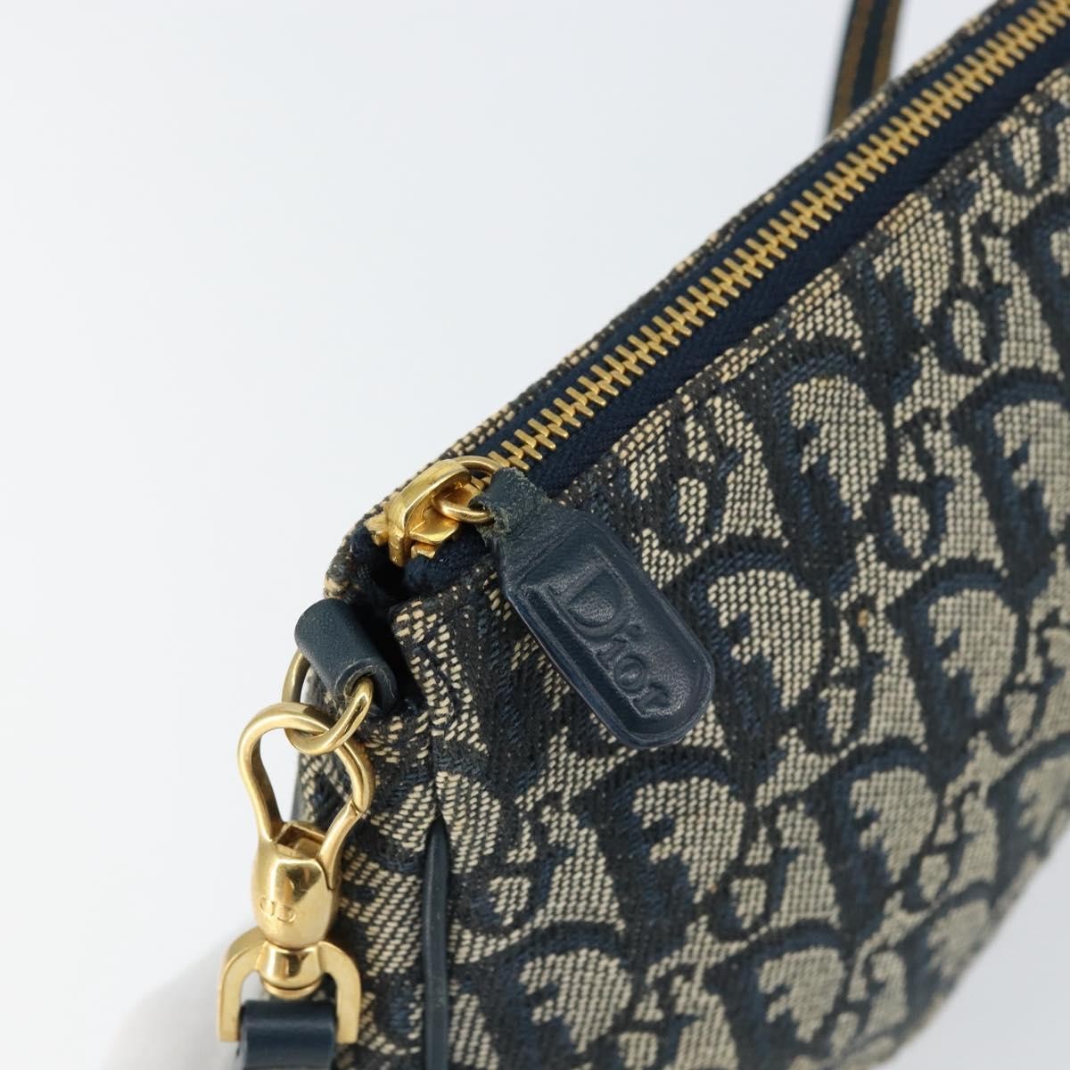 Christian Dior Vintage Saddle Bag Diorissimo Canvas, NAVY, CANVAS, Clutche & pouche