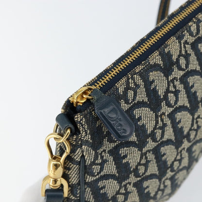 Christian Dior Vintage Saddle Bag Diorissimo Canvas, NAVY, CANVAS, Clutche & pouche