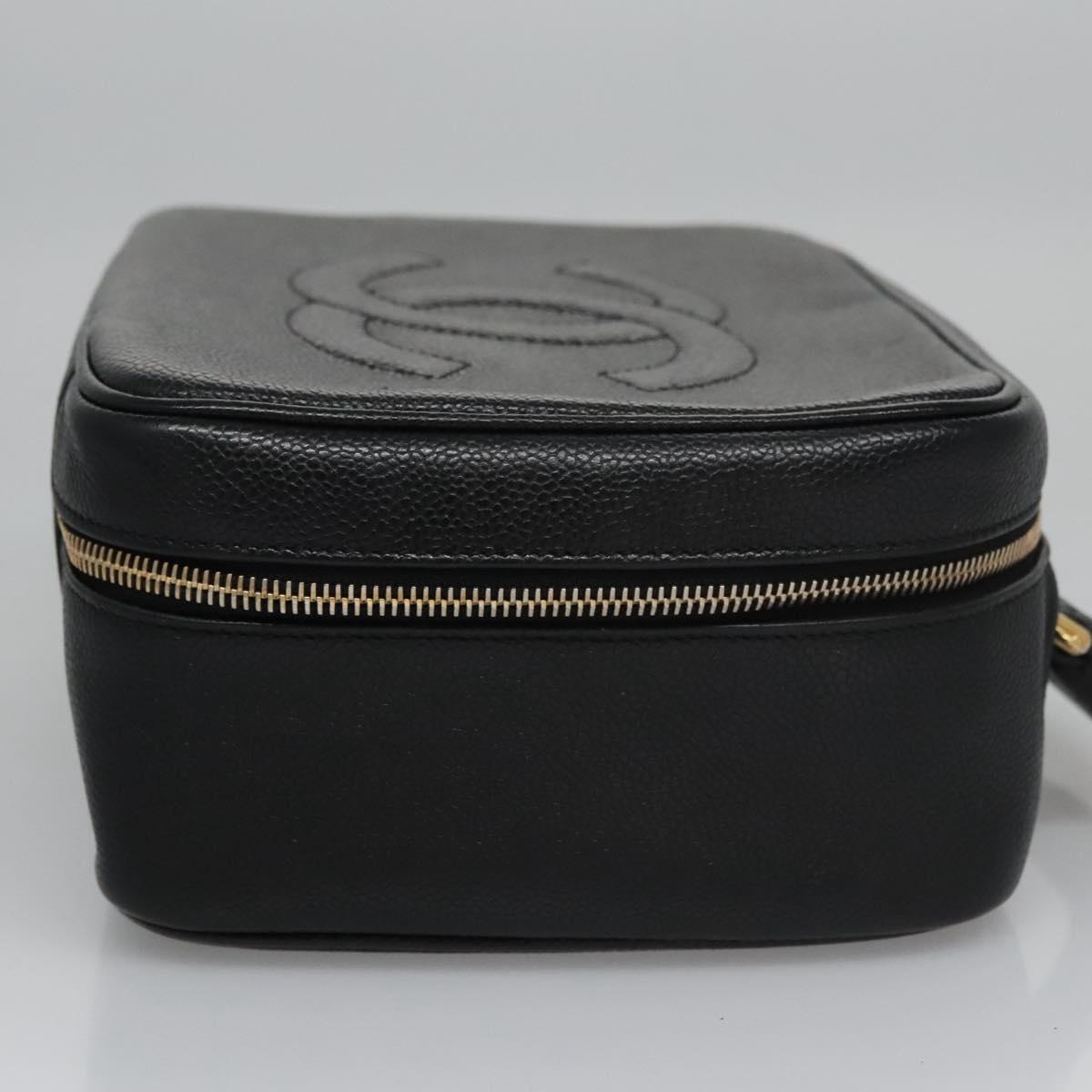 Chanel Vintage Timeless Zip Around Vanity Case Caviar, BLACK, LEATHER, Toiletry Case
