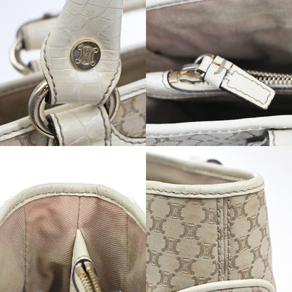 Celine Boogie Satchel Macadam, BEIGE, CANVAS, Tote bag