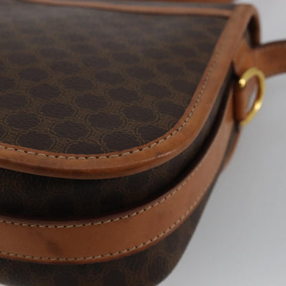 Celine Vintage Macadam Shoulder Bag Canvas and Leather, Brown, Canvas, Shoulder Bag